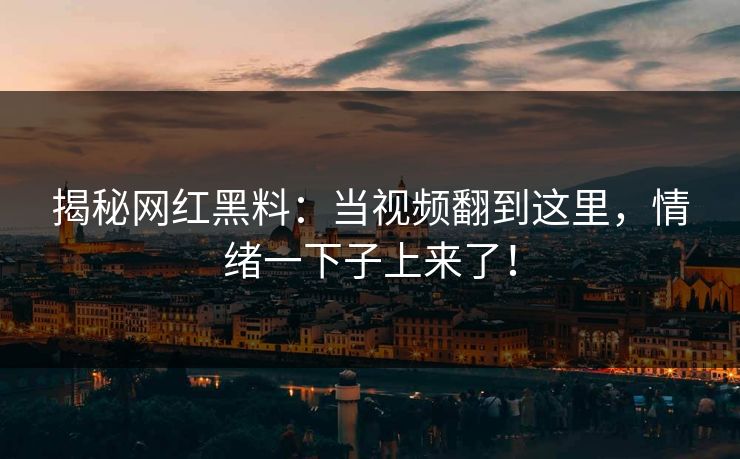 揭秘网红黑料：当视频翻到这里，情绪一下子上来了！  第1张