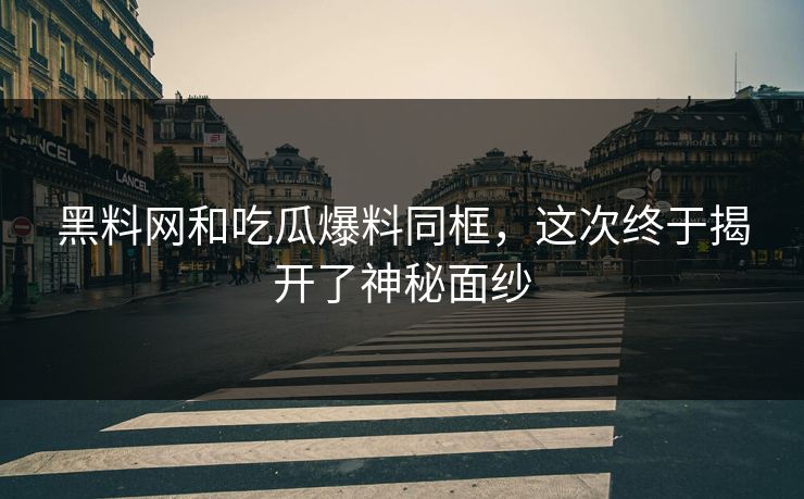 黑料网和吃瓜爆料同框，这次终于揭开了神秘面纱