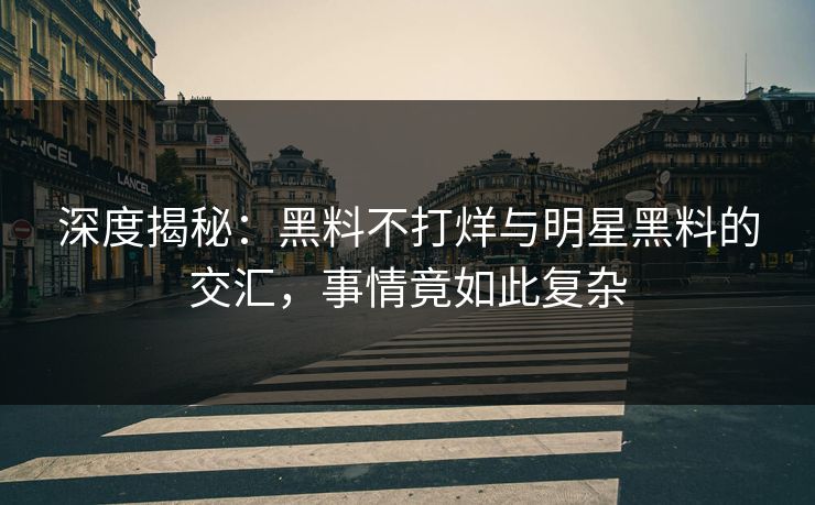 深度揭秘：黑料不打烊与明星黑料的交汇，事情竟如此复杂  第1张